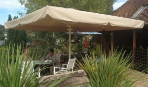 Beige commercial umbrella canopy