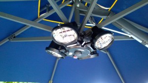 Large Parasol with Integrated Heat & Light