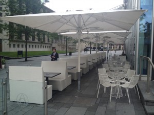 White Restaurant Umbrellas