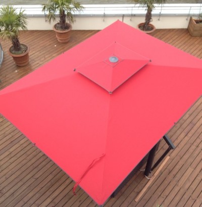 Brilliant Red Canopy of The Toscana Side Arm Parasol